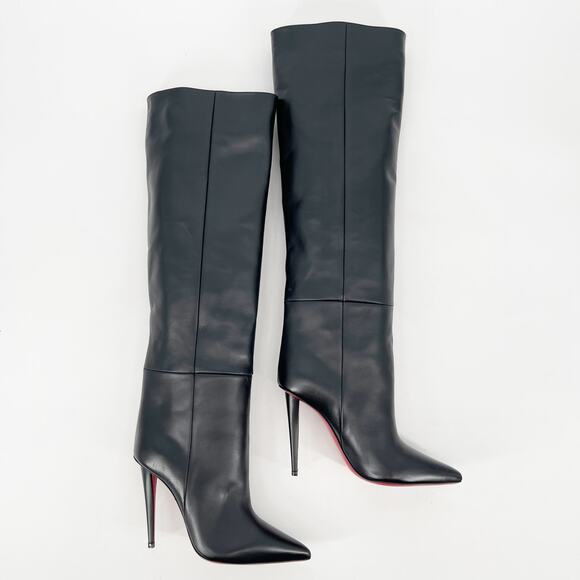 Christian Louboutin Astrilarge Botta 100 Black Leather Knee High Boots EU 40 - Picture 3 of 12